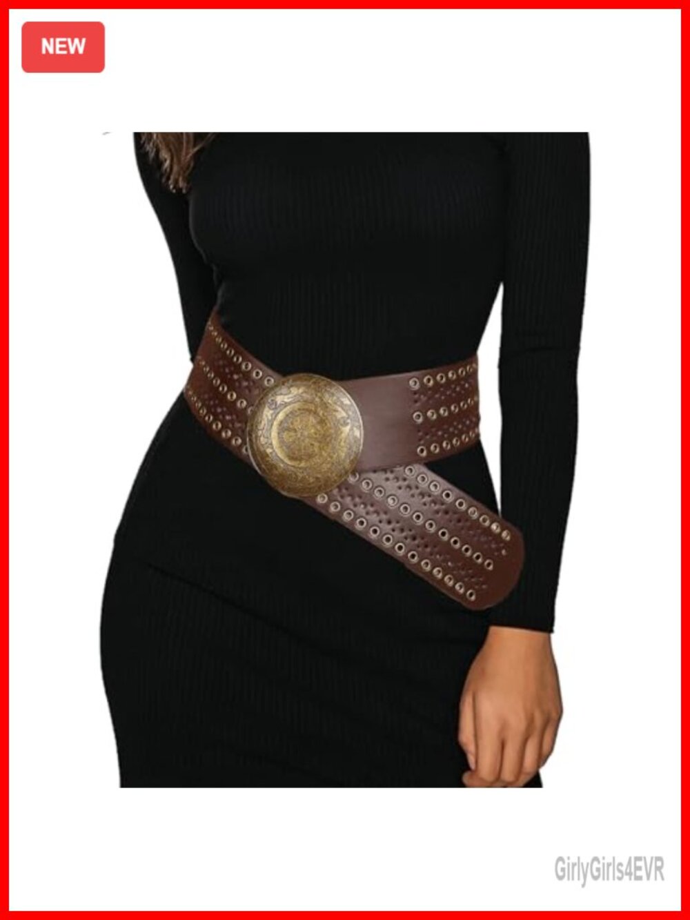 Wide Disc Western Belt Women Boho Concho PU Leather Fit Waist Up to 38